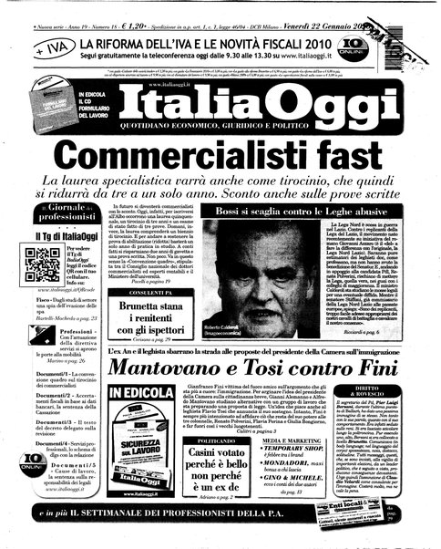 Italia oggi : quotidiano di economia finanza e politica